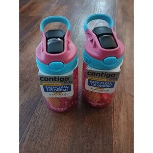 Hedgehog Contigo Water Bottle Kids Easy Clean Lid Lot Of 2 Pink Whimsy  Mushroom